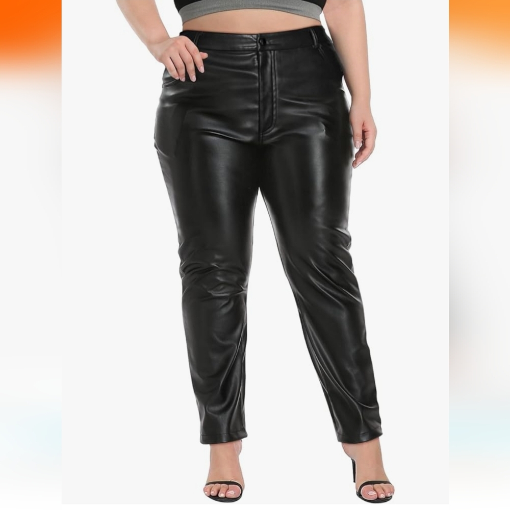 Pleather vegan leather black pants